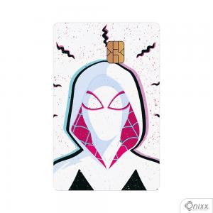 Skin Card Spider Gwen Adesivo Vinílico 0,10 8,5x5,4cm 4x0 / Impressão Digital  Corte Contorno 