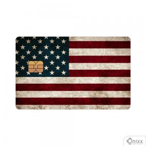 Skin Card Flag U.S.A Adesivo Vinílico 0,10 8,5x5,4cm 4x0 / Impressão Digital  Corte Contorno 