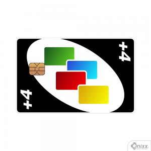 Skin Card UNO +4 Adesivo Vinílico 0,10 8,5x5,4cm 4x0 / Impressão Digital  Corte Contorno 