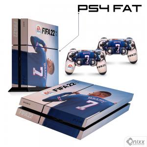 Skin Ps4 Fat Adesiva Fifa 22 + Pôster A3 Adesivo Vinil Americano 10µ  4x0 Brilho Corte Eletrônico 