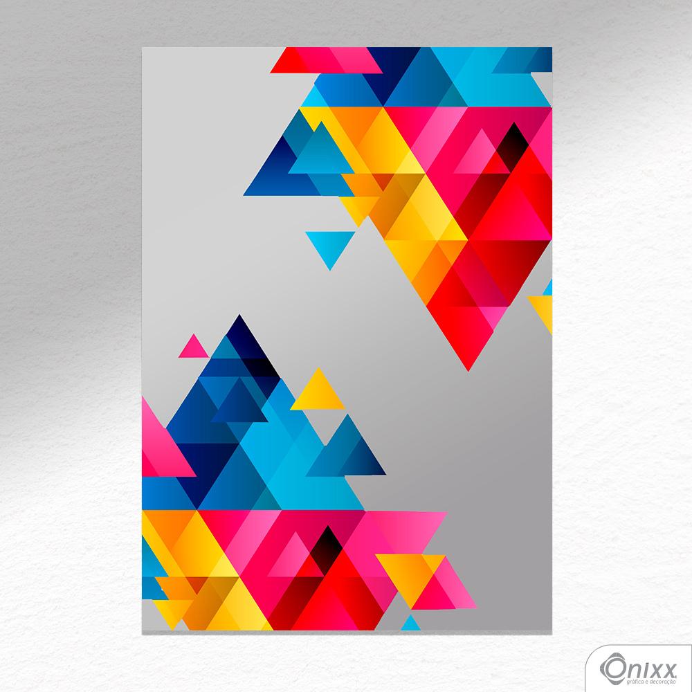 Placa Decorativa Composição De Triângulos Em Cores  A4