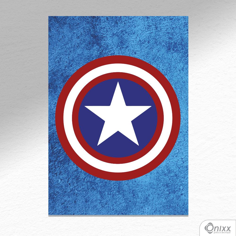 Placa Decorativa Série Heróis Minimalista (Escudo Capitão América) A4
